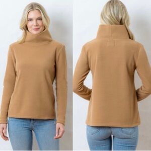 Dudley Stephens Camel Park Slope Vello Fleece Turtleneck Sweater Size XXL